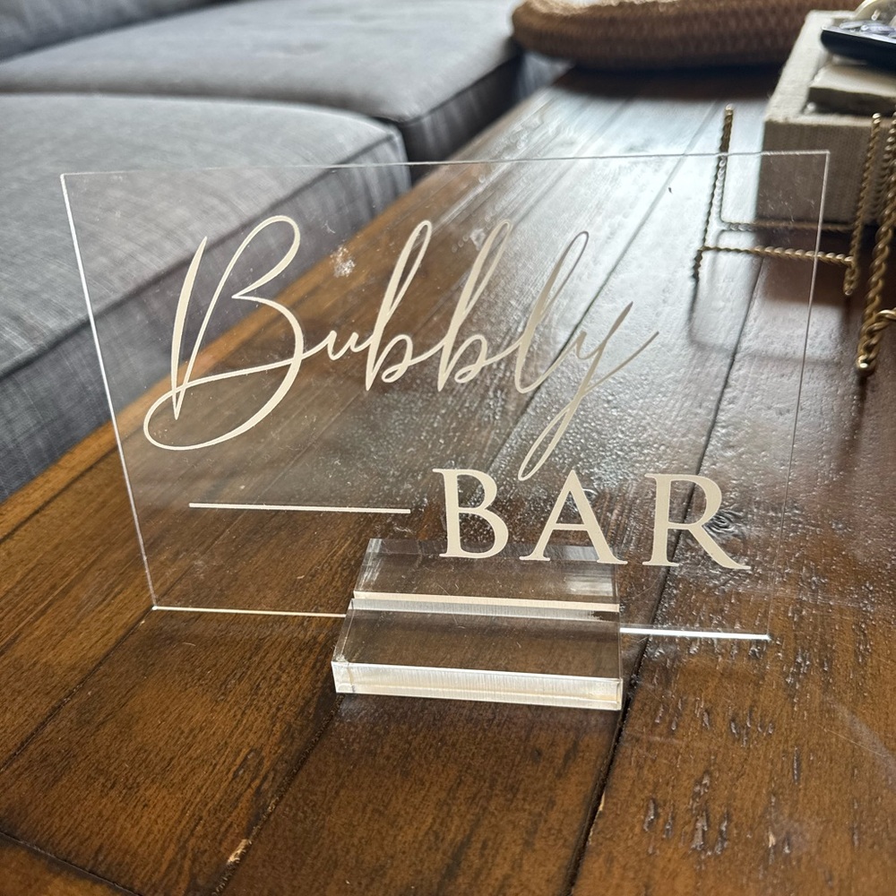 Acrylic Bubbly Bar Sign - Clear